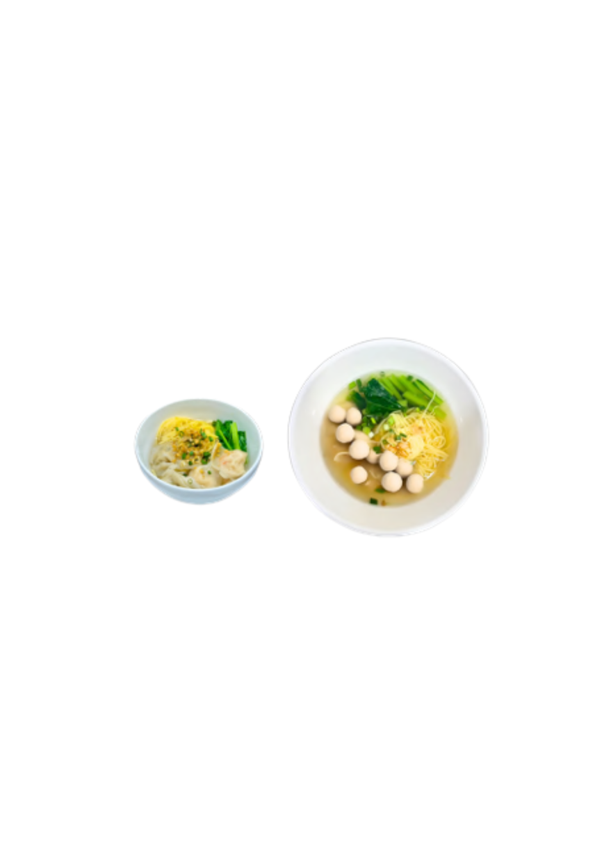 Egg-style Fish Noodles with Fish Dumplings in Clear Soup